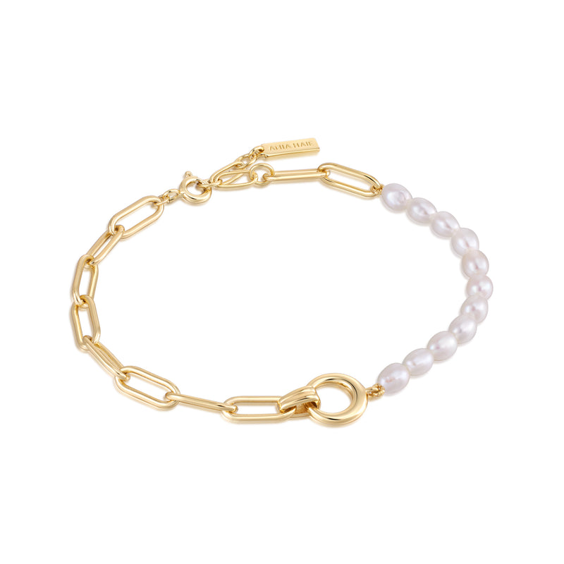 Ania Haie Pearl Power Gold Chunky 16.5+2cm Bracelet