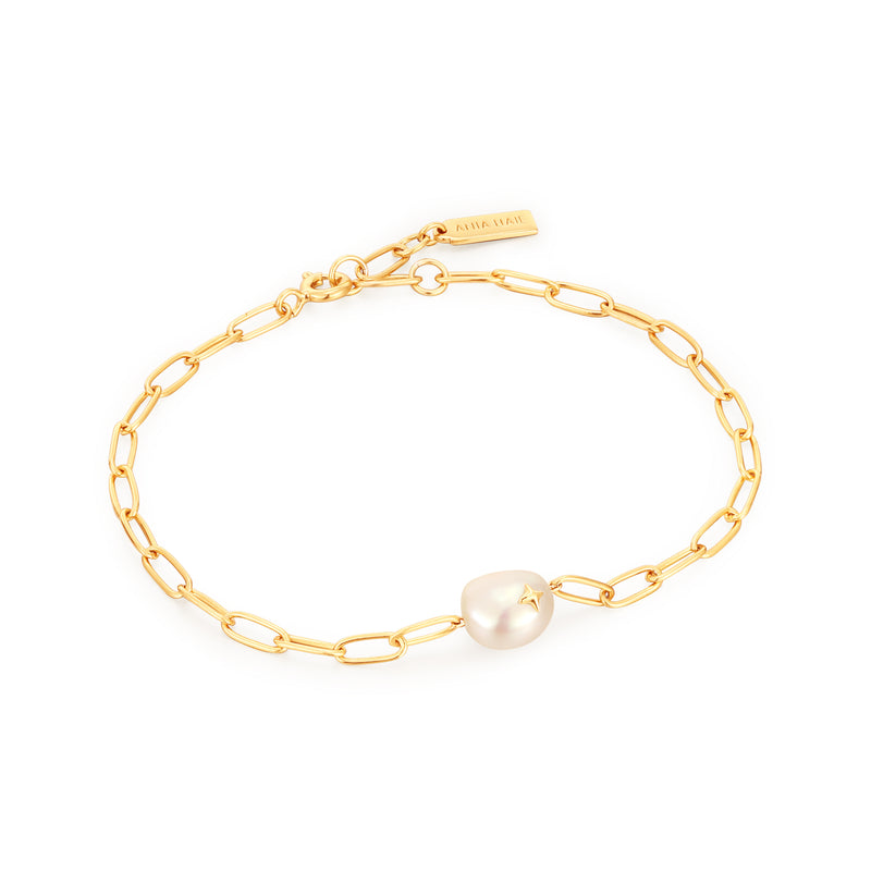 Ania Haie Pearl Power Gold Chunky 16.5+2cm Bracelet