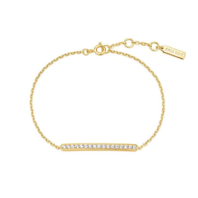 Ania Haie Vogue Gold/Silver Cz Pave Bar 16.5+2cm Bracelet