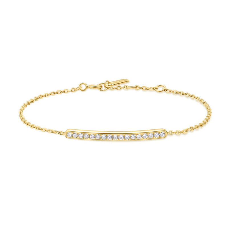 Ania Haie Vogue Gold/Silver Cz Pave Bar 16.5+2cm Bracelet