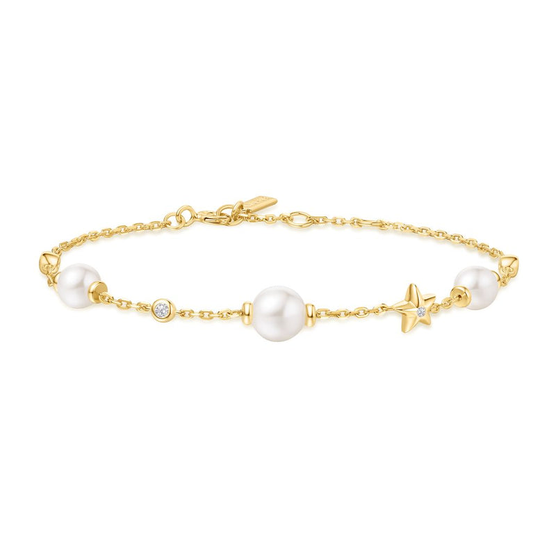 Ania Haie Dainty Gold/Silver Pearl/Star 16.5+2cm Bracelet