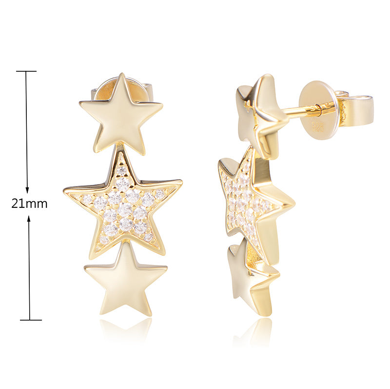 J&T White Cz Yg Plated Earring