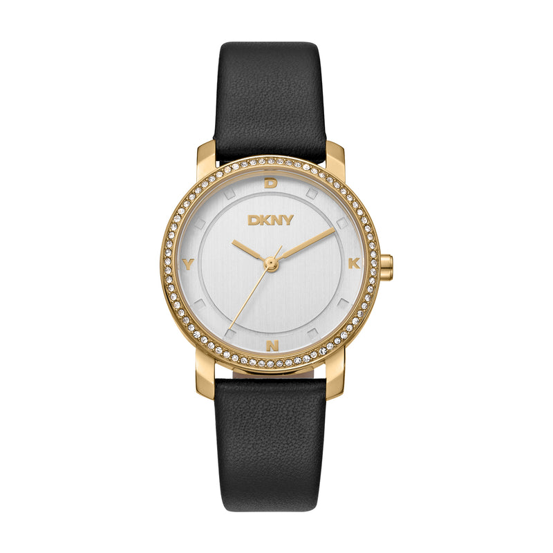 DKNY Astoria Glitz Sil Di Ipg Blk Lea 32M Watches