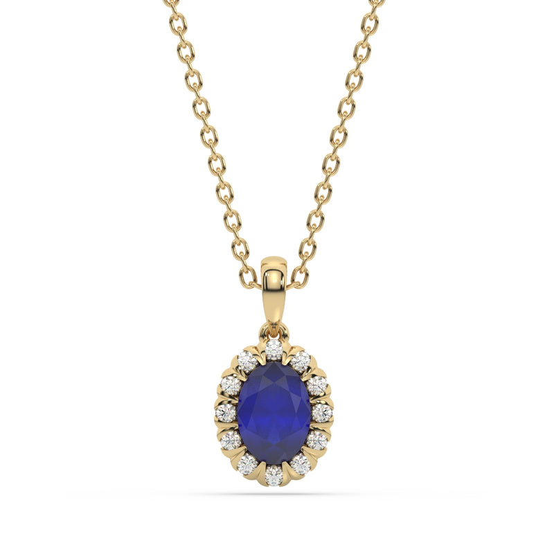 Nirvana 9ct Y/G 0.1ct Dia 1.12ct Blue Sapphire GH I1 0.841G Diamond Pendant