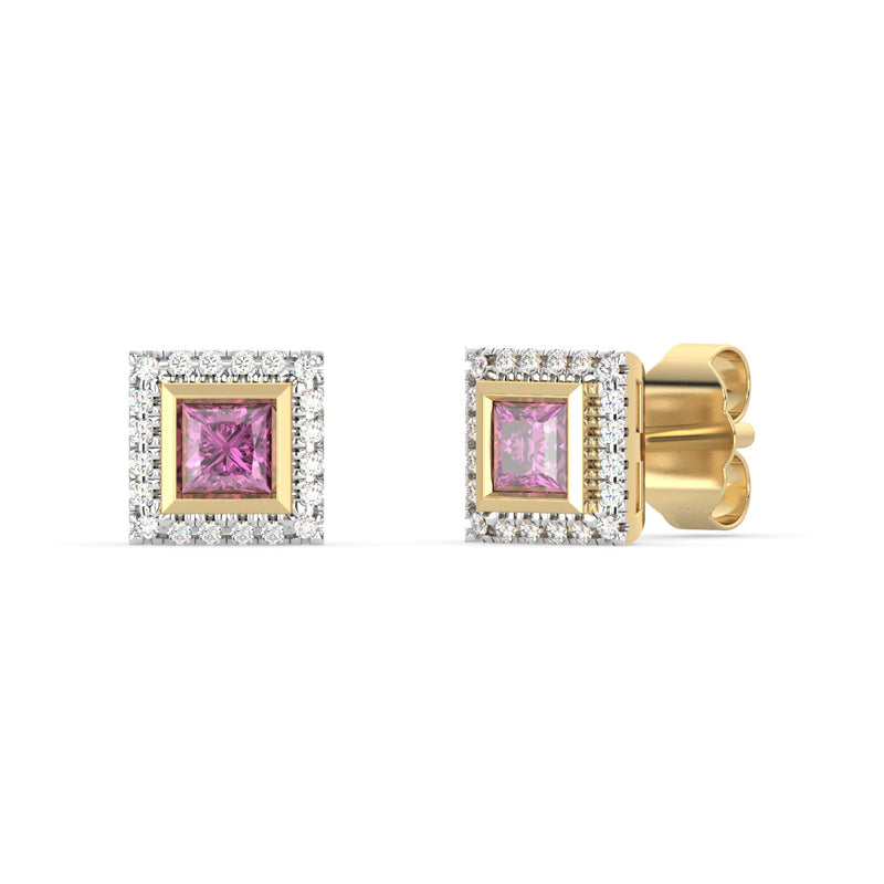 Nirvana 9ct Y/G 0.11ct Dia 0.34ct Rhodolite GH I1 0.809G Diamond Earring