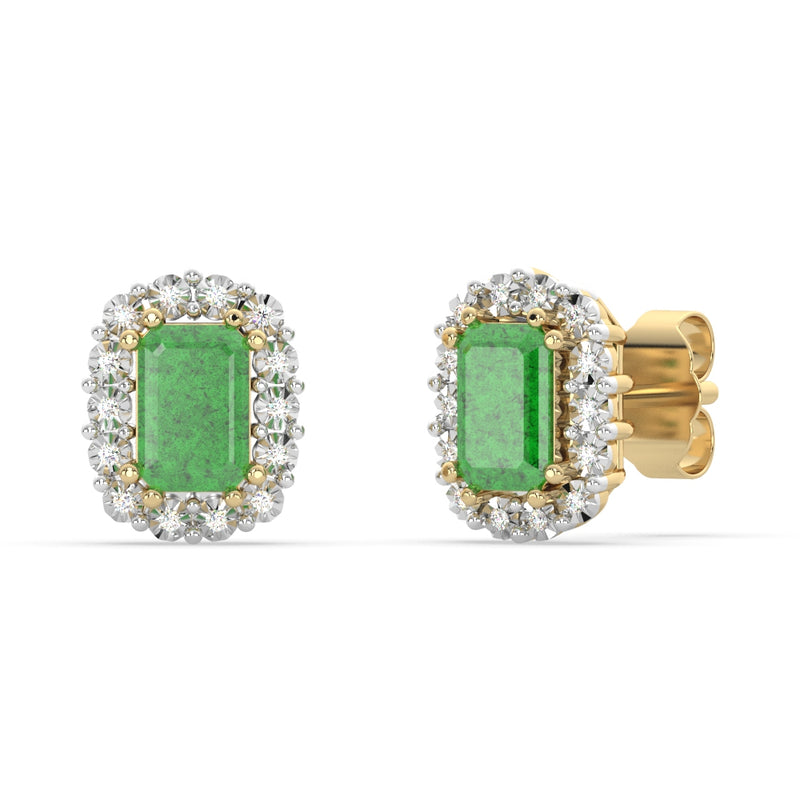 Nirvana 9ct Y/G 0.078ct  Dia  1.08ct Emareld GH I1 1.164G Diamond Earring