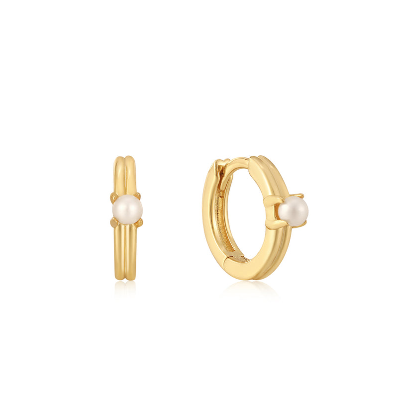Ania Haie Pearl Power Gold Cabochon Huggies