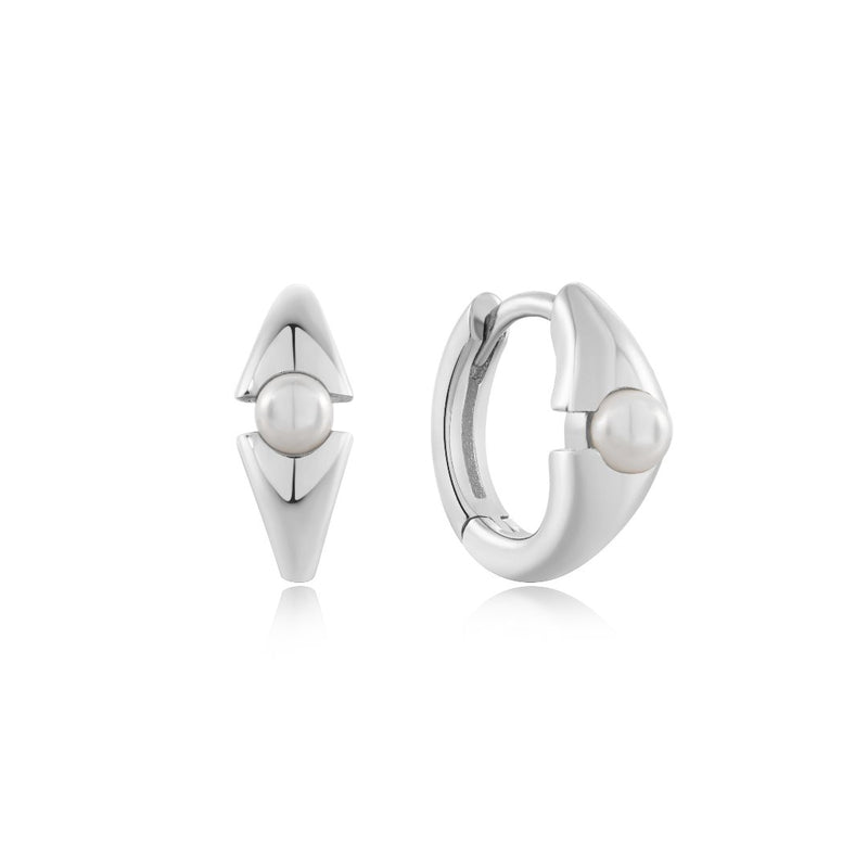 Ania Haie Muse Pearl Geometric Huggie Earring