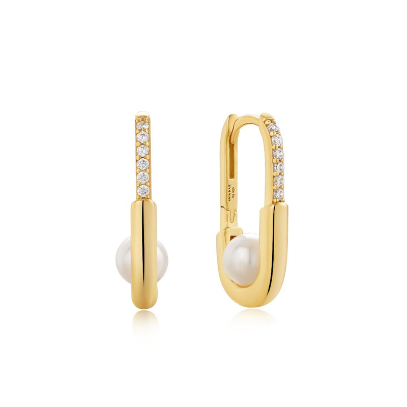 Ania Haie Muse Pearl Cz Interlock Hoop Earring