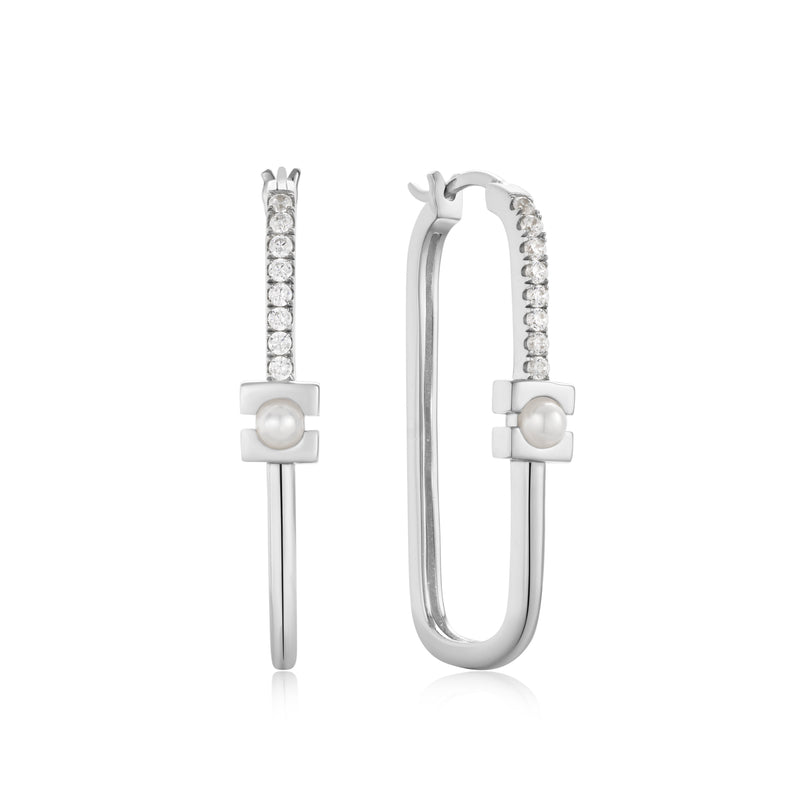 Ania Haie Muse Pearl Cz Modern Oval Hoop Earring