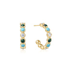 Ania Haie Voyager Gold/Silver Malachite/Turq Hoop Earring