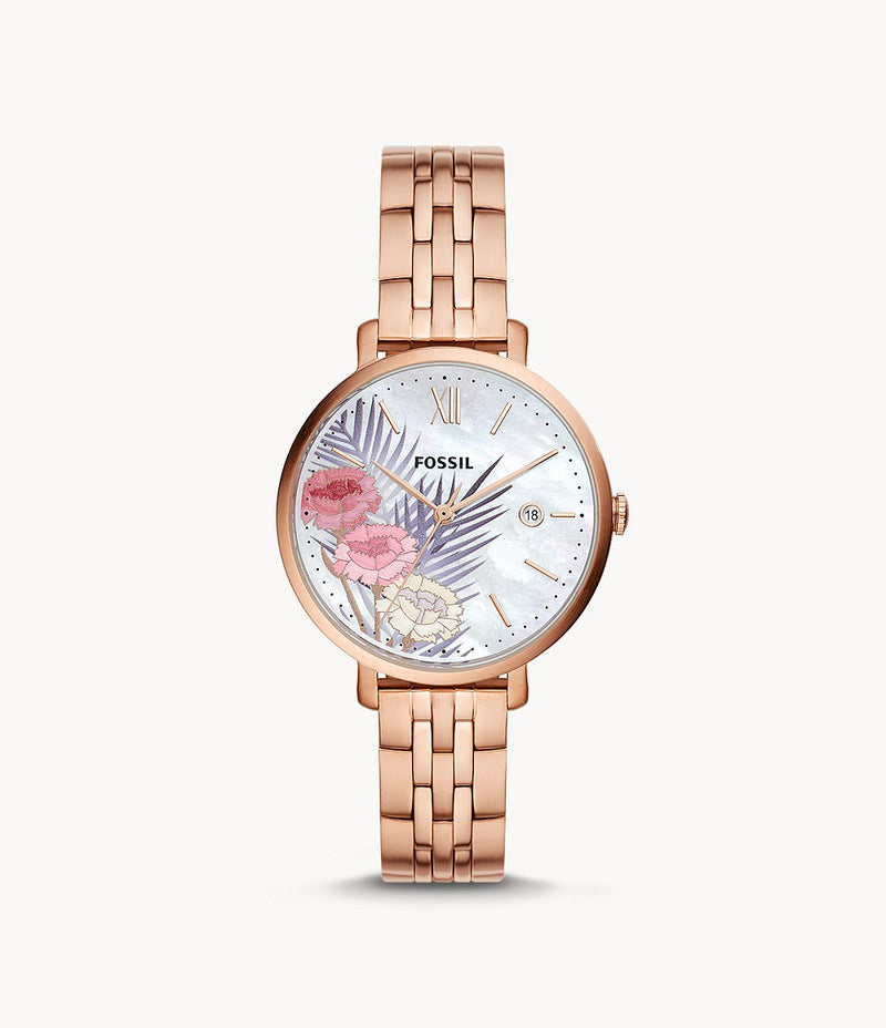 Fossil Jacqueline Three-Hand Date Rose Gold-Tone Stainless