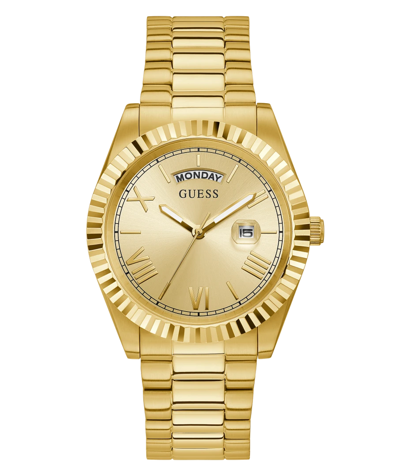 Guess Gold Tone Case Gold Tone Stainless Steel Watch