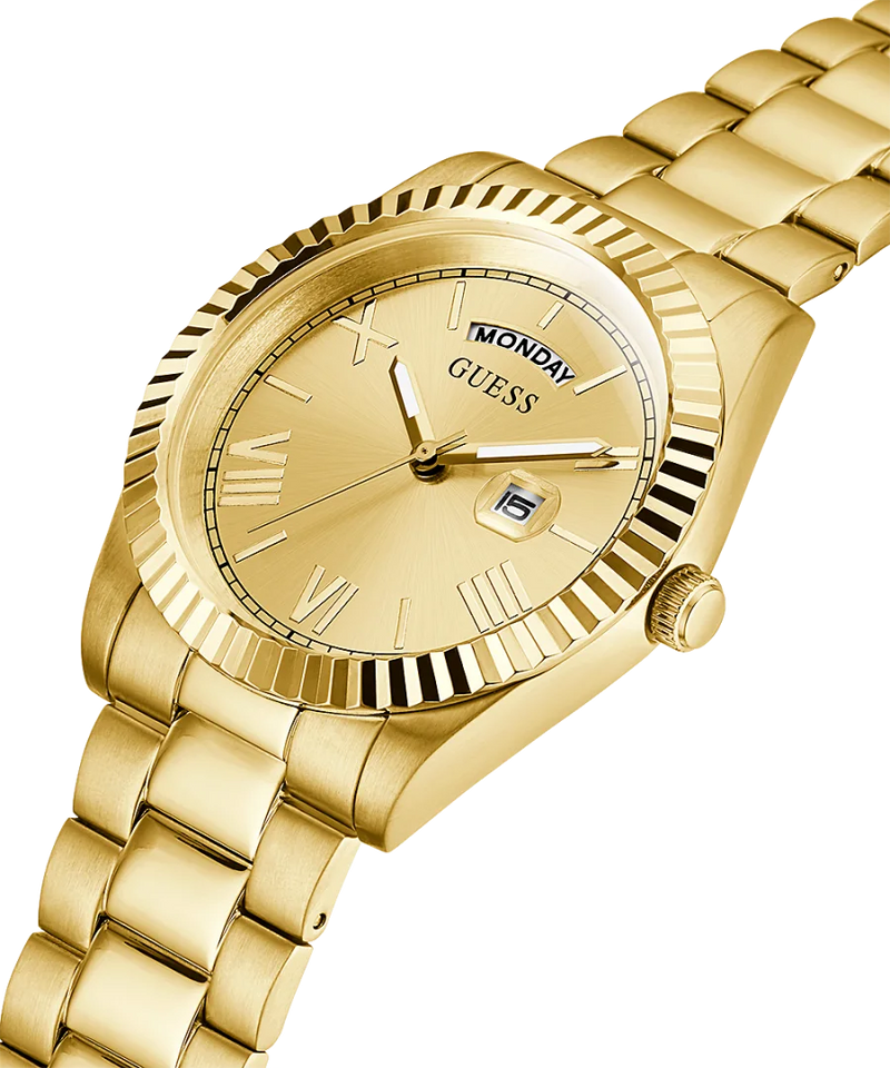 Guess Gold Tone Case Gold Tone Stainless Steel Watch