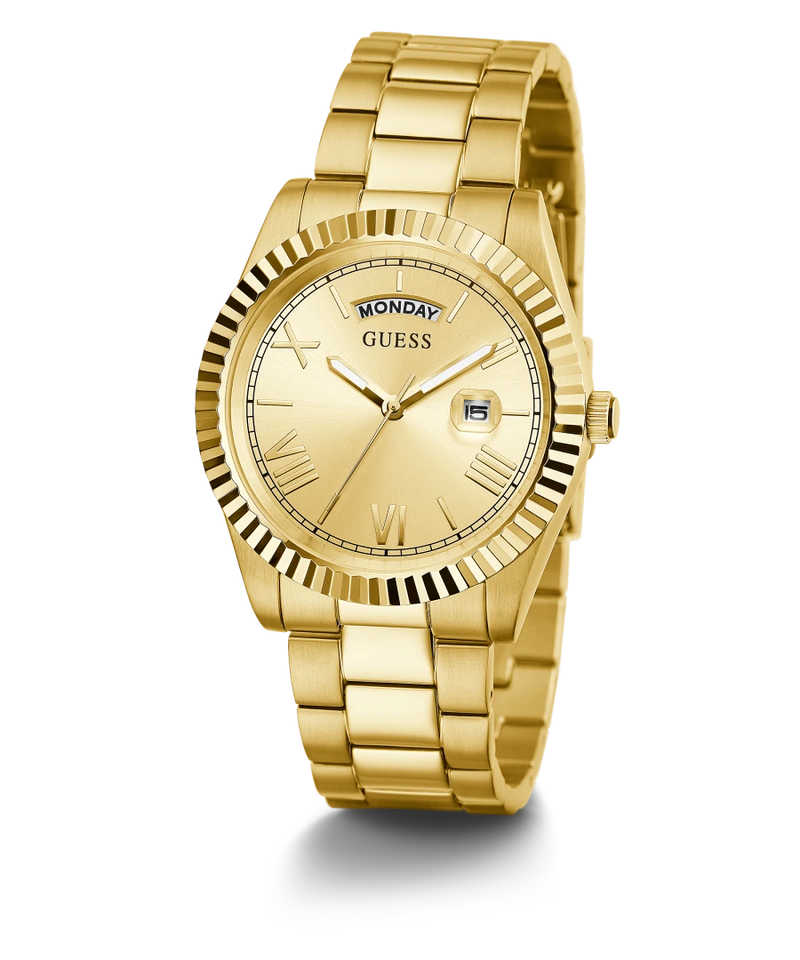 Guess Gold Tone Case Gold Tone Stainless Steel Watch