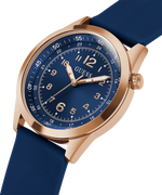 Guess Rose Gold Tone Case Blue Silicone Watch