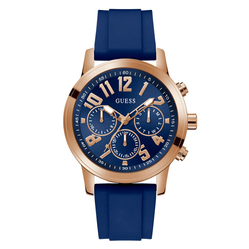 Gues Mens Blue Rose Gold Watch