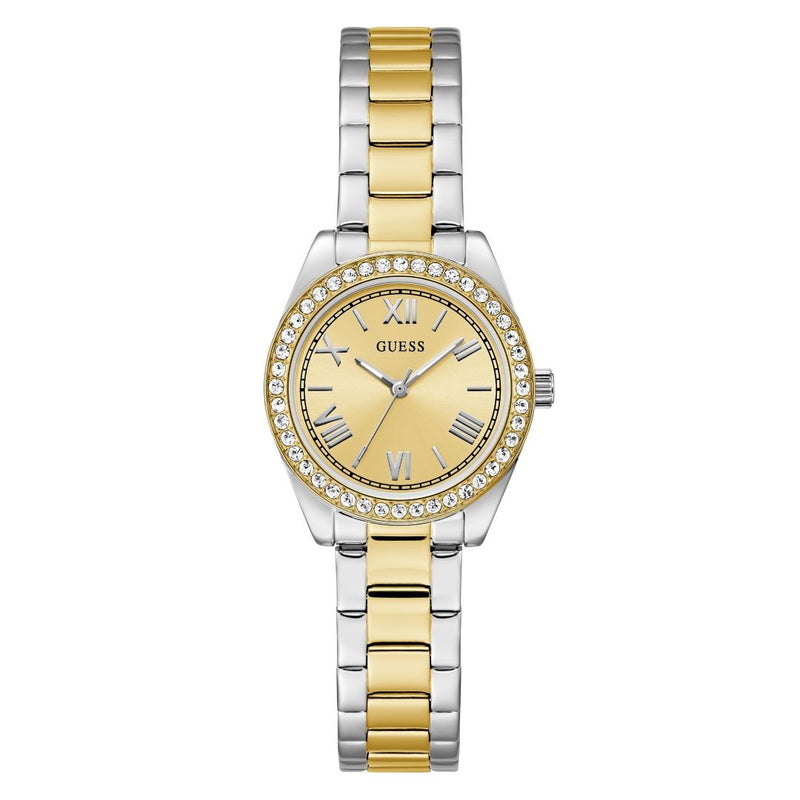 Guess Mini Luna Crys Slv & Gld Brct ladies Watch