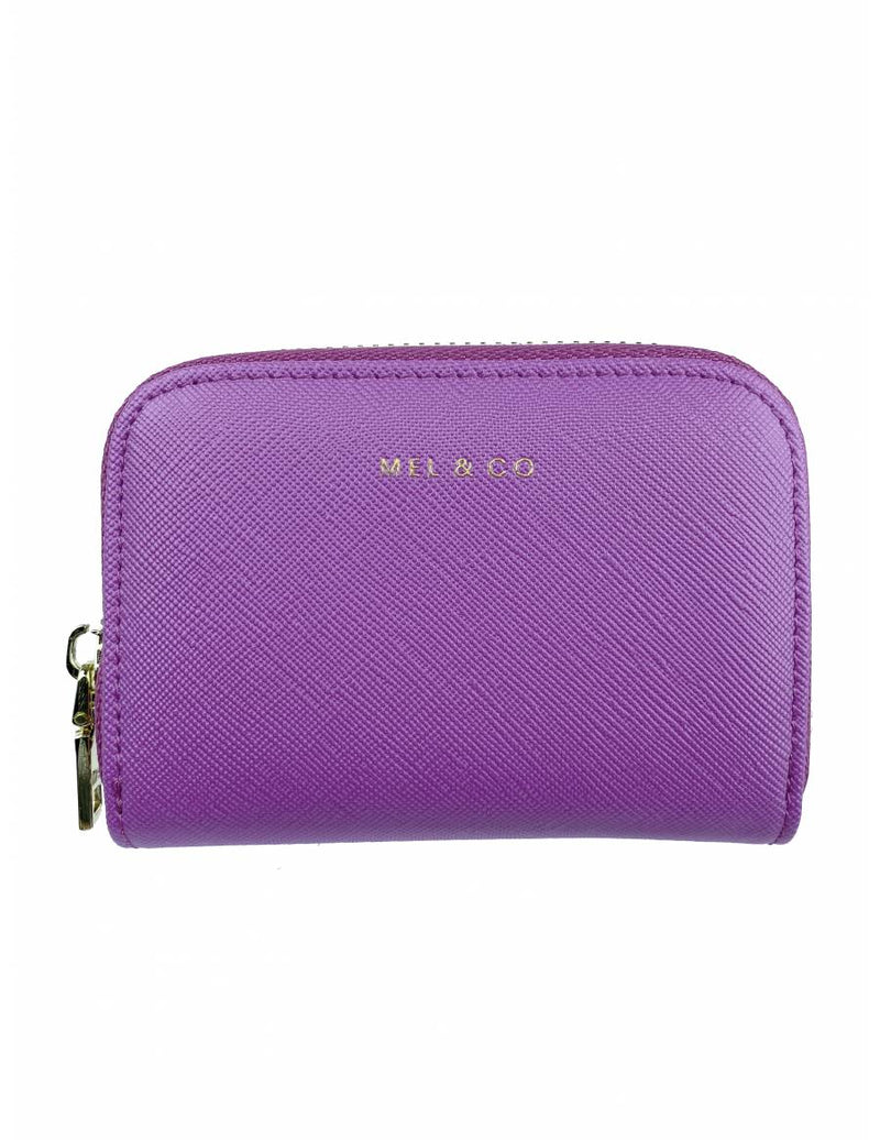 Mel & Co Saffiano-Effect Zip-Around Card Holder