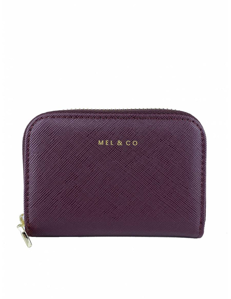 Mel & Co Saffiano-Effect Zip-Around Card Holder
