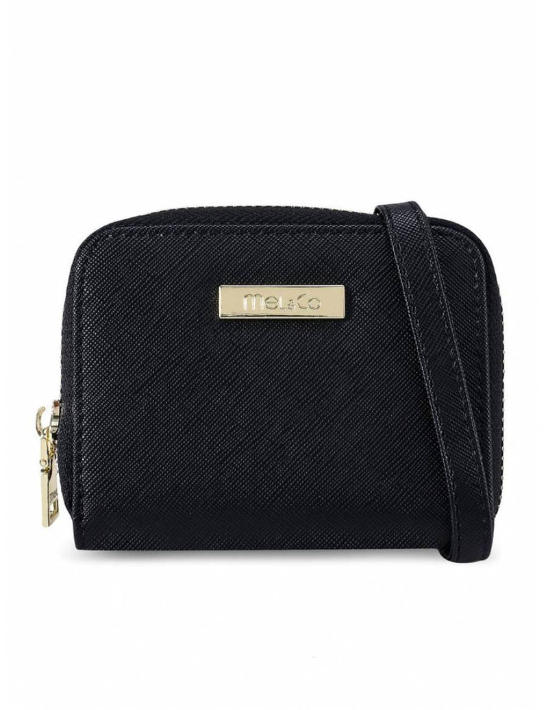 Mel & Co Saffiano Leatherette Zip-Around Card Holder With Lanyard