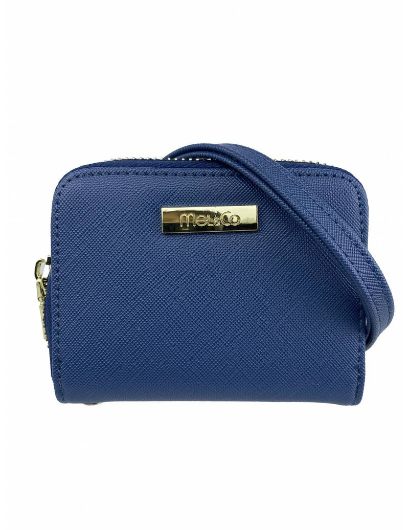 Mel & Co Saffiano Leatherette Zip-Around Card Holder With Lanyard