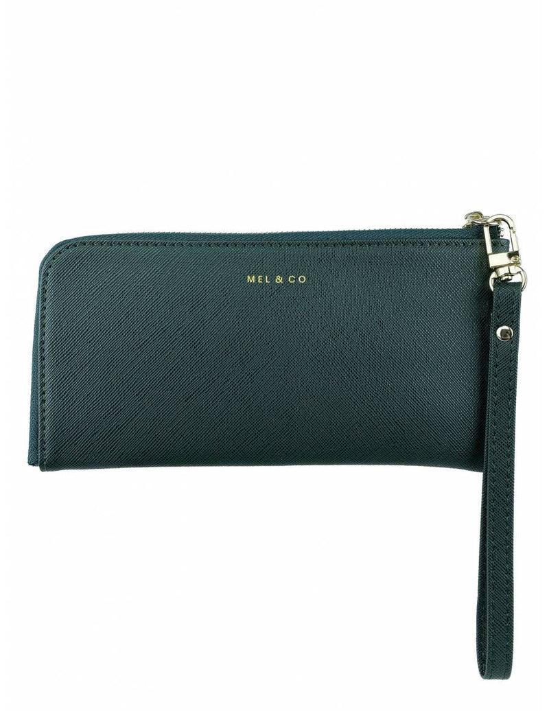 Mel & Co Saffiano-Effect L-Zip Wristlet Pouch