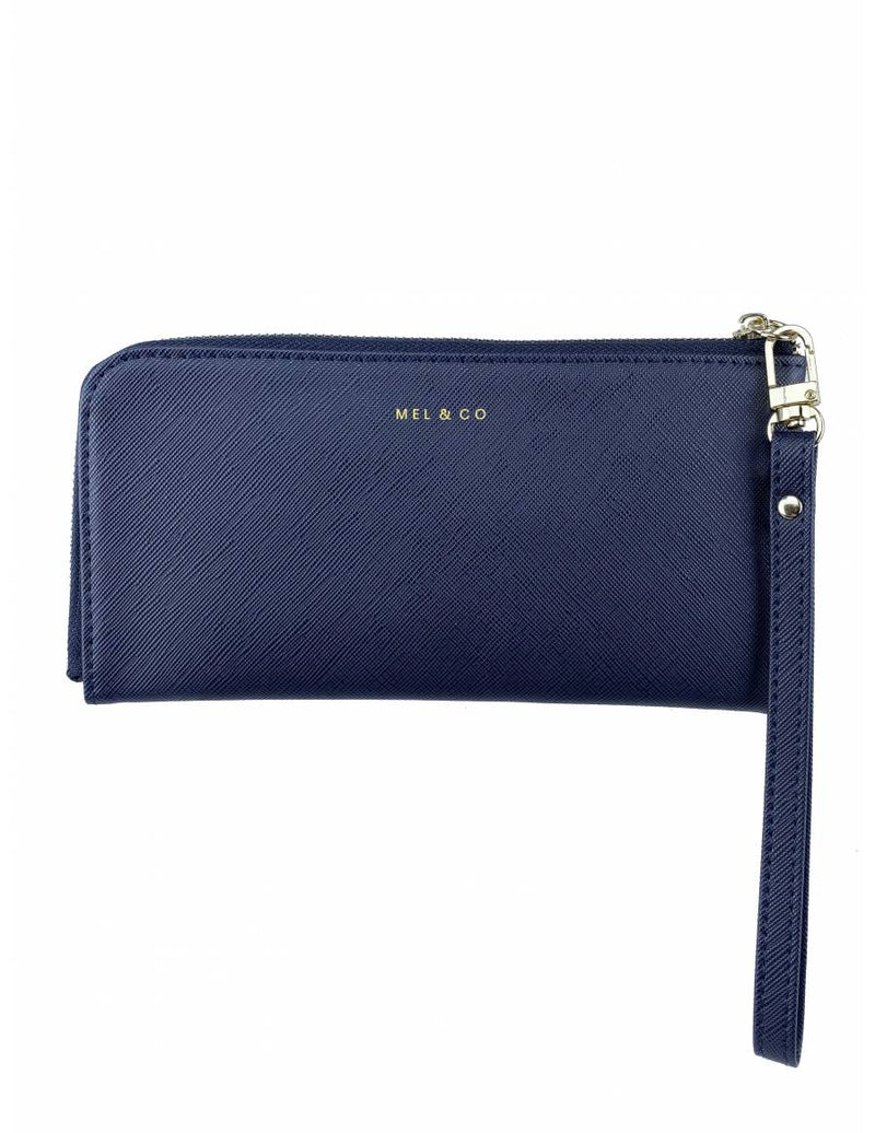 Mel & Co Saffiano-Effect L-Zip Wristlet Pouch