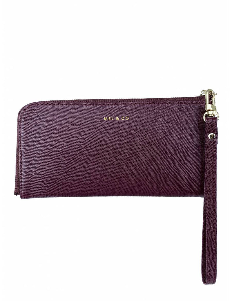 Mel & Co Saffiano-Effect L-Zip Wristlet Pouch