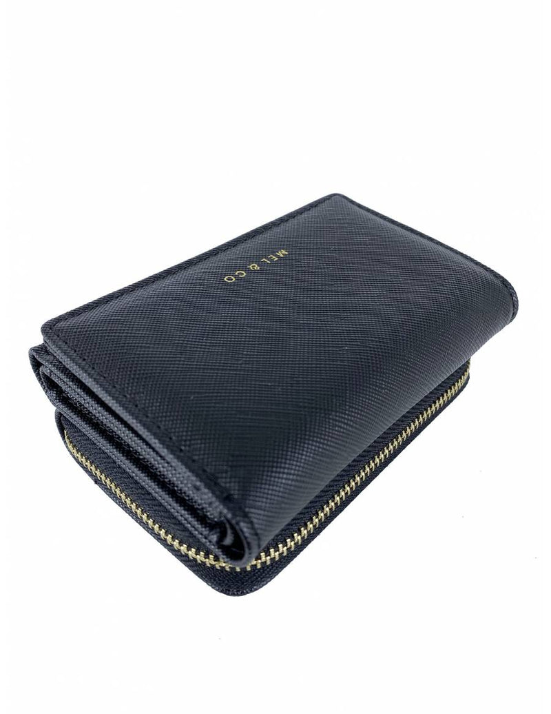 Saffiano-Effect Compact Tri-Fold Wallet