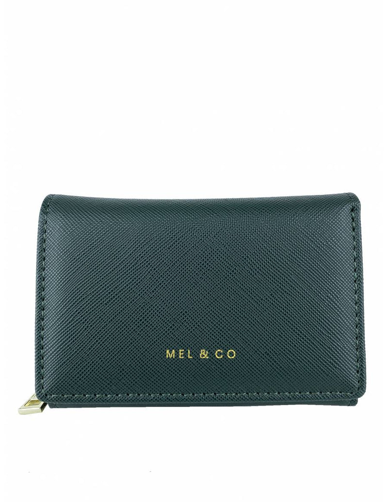 Saffiano-Effect Compact Tri-Fold Wallet