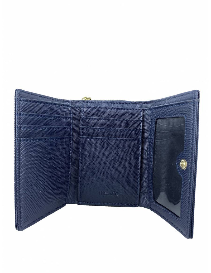 Saffiano-Effect Compact Tri-Fold Wallet