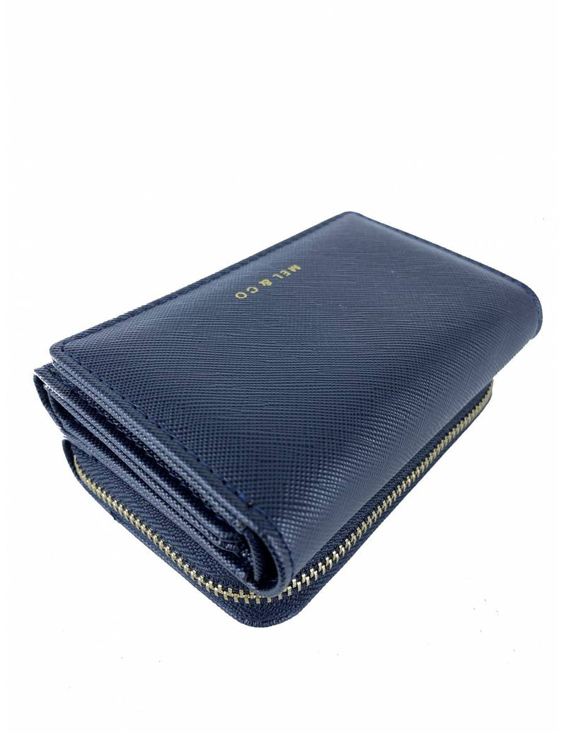 Saffiano-Effect Compact Tri-Fold Wallet