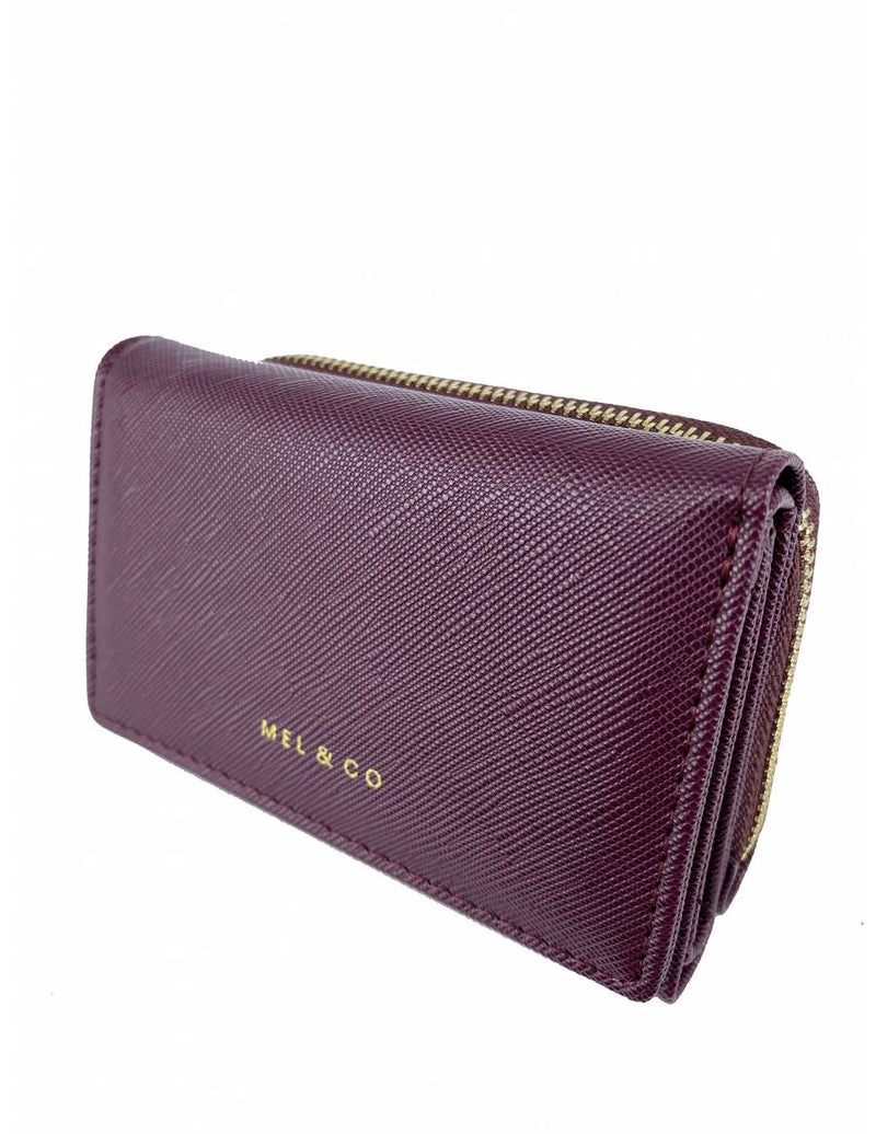 Saffiano-Effect Compact Tri-Fold Wallet