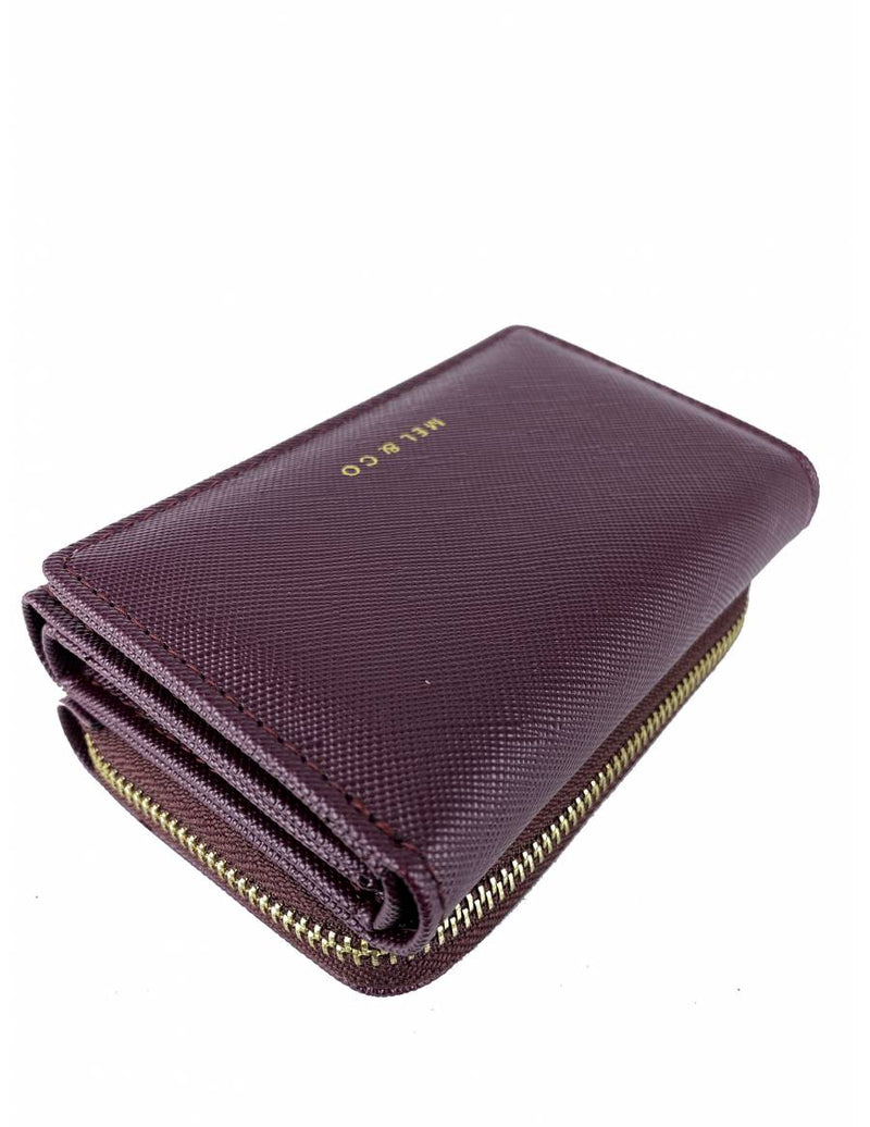 Saffiano-Effect Compact Tri-Fold Wallet