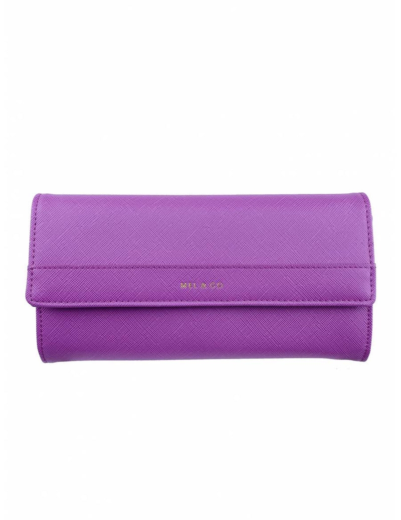Mel & Co Saffiano-Effect Half Flap Long Wallet