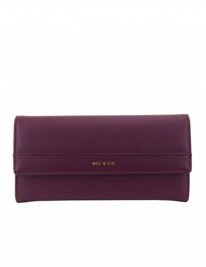 Mel & Co Saffiano-Effect Half Flap Long Wallet