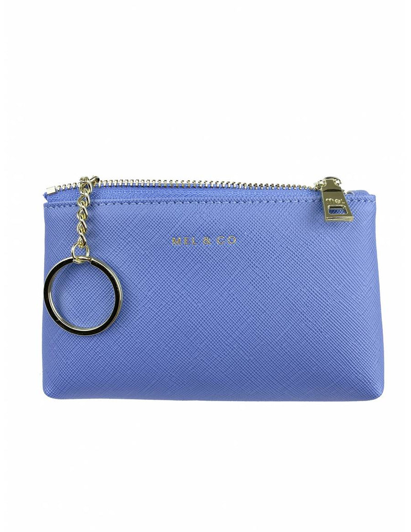 Saffiano-Effect Coin Pouch with Keyring