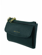 Saffiano-Effect Front Flap Pocket Pouch with Keyring