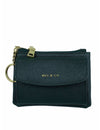 Saffiano-Effect Front Flap Pocket Pouch with Keyring