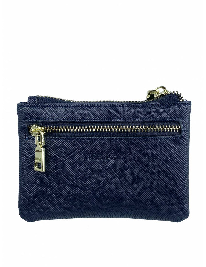 Saffiano-Effect Front Flap Pocket Pouch with Keyring