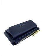 Saffiano-Effect Front Flap Pocket Pouch with Keyring