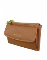 Saffiano-Effect Front Flap Pocket Pouch with Keyring