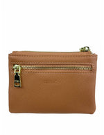 Saffiano-Effect Front Flap Pocket Pouch with Keyring