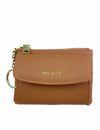 Saffiano-Effect Front Flap Pocket Pouch with Keyring