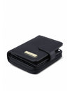 Saffiano Leatherette Bifold Side Zipped Compartment Wallet