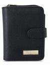 Saffiano Leatherette Bifold Side Zipped Compartment Wallet