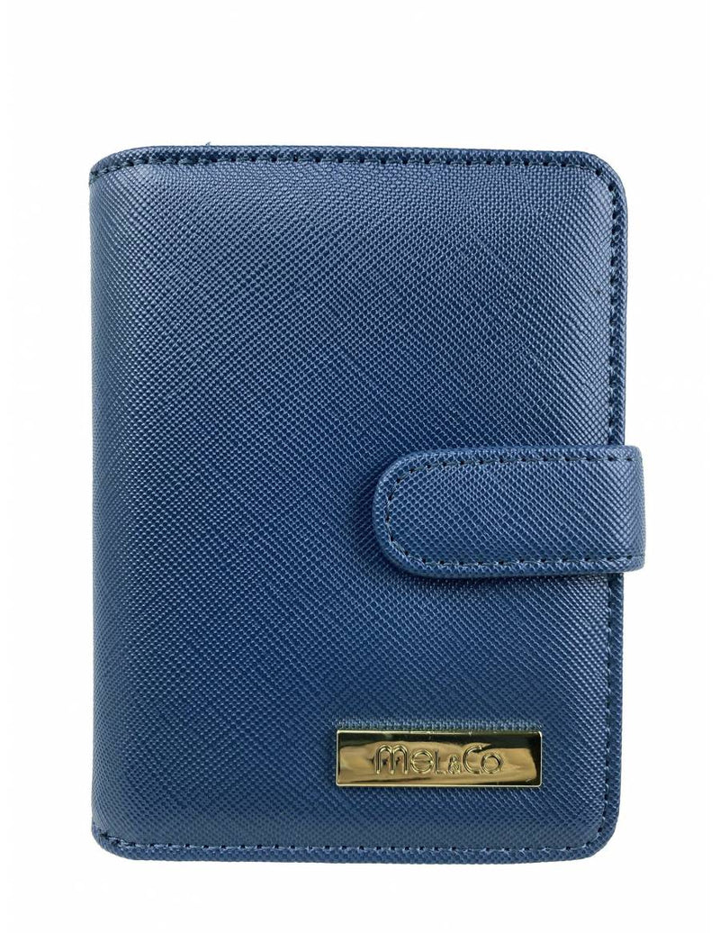 Saffiano Leatherette Bifold Side Zipped Compartment Wallet