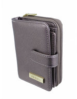 Saffiano Leatherette Bifold Side Zipped Compartment Wallet