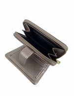 Saffiano Leatherette Bifold Side Zipped Compartment Wallet